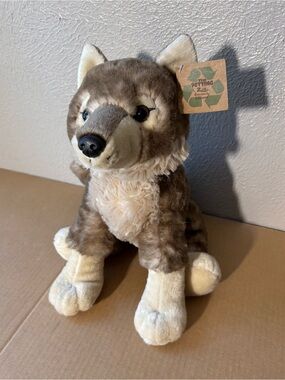The Petting Zoo Wolf Timber Realistic Soft Plush Stuffed Recycled